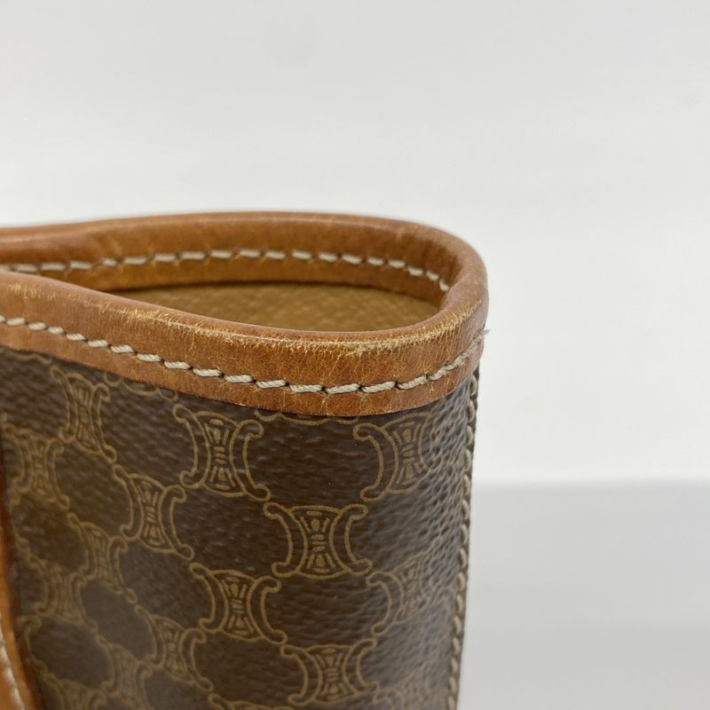 Celine Tote Bag Macadam PVC Brown Gold Hardware Women's