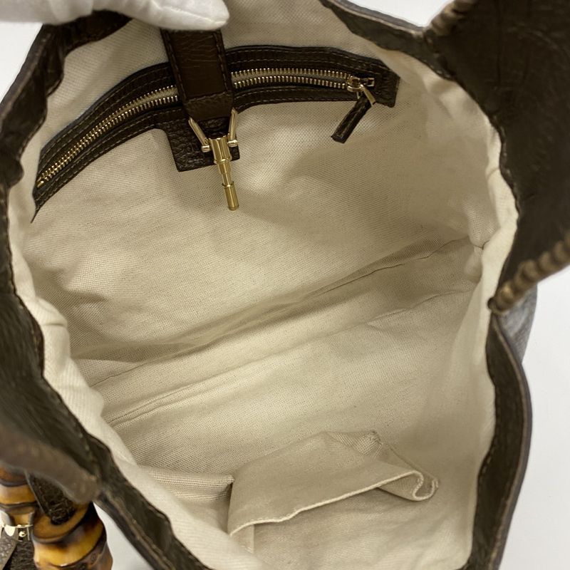 Gucci Shoulder Bag Bamboo New Jackie 246907 Leather Brown Chien Pan Gold