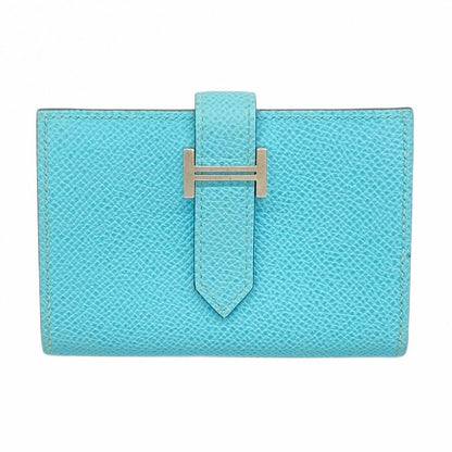 Hermes Wallet Bearn Mini Compact Mini Vaux Epson Blue Atoll Silver Hardware Y