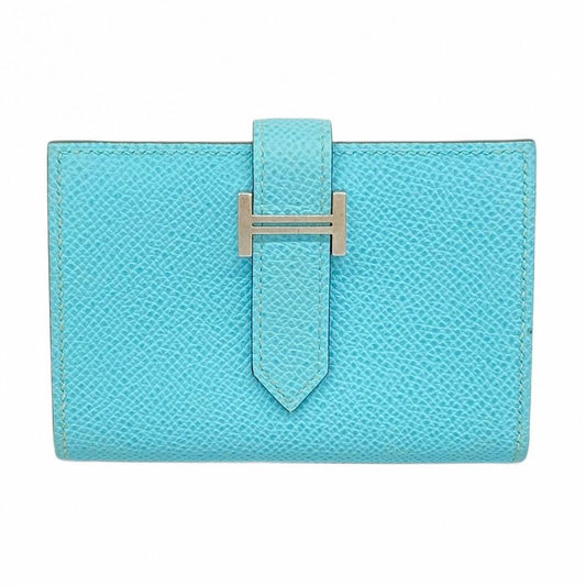 Hermes Wallet Bearn Mini Compact Mini Vaux Epson Blue Atoll Silver Hardware Y