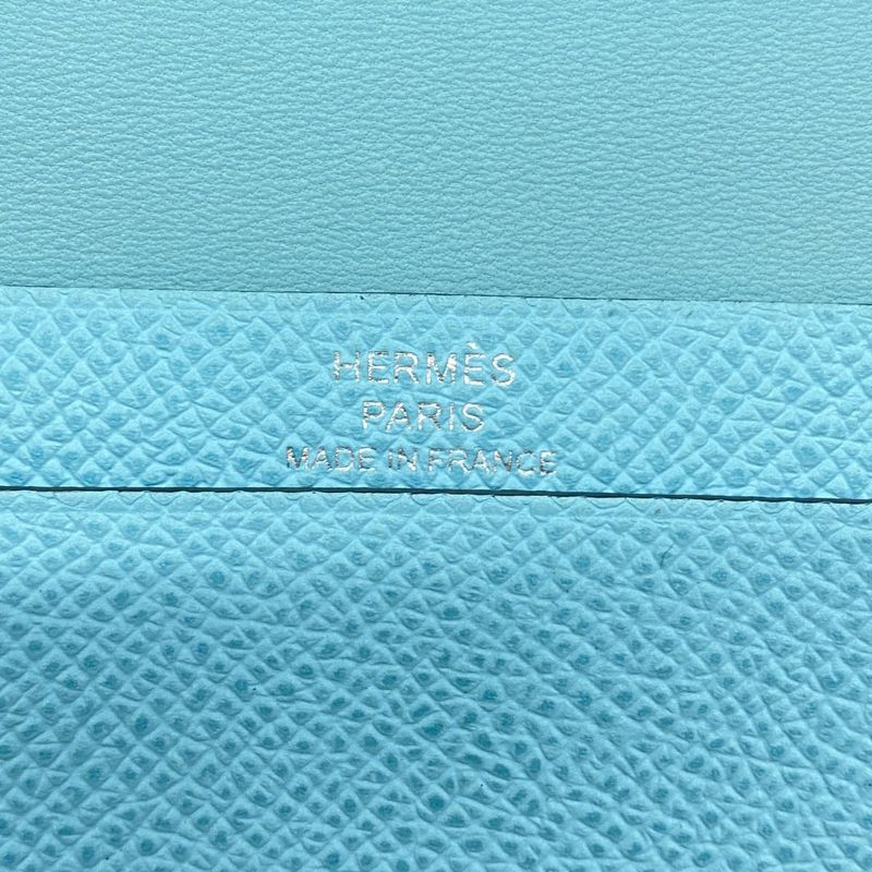 Hermes Wallet Bearn Mini Compact Mini Vaux Epson Blue Atoll Silver Hardware Y