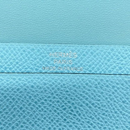Hermes Wallet Bearn Mini Compact Mini Vaux Epson Blue Atoll Silver Hardware Y