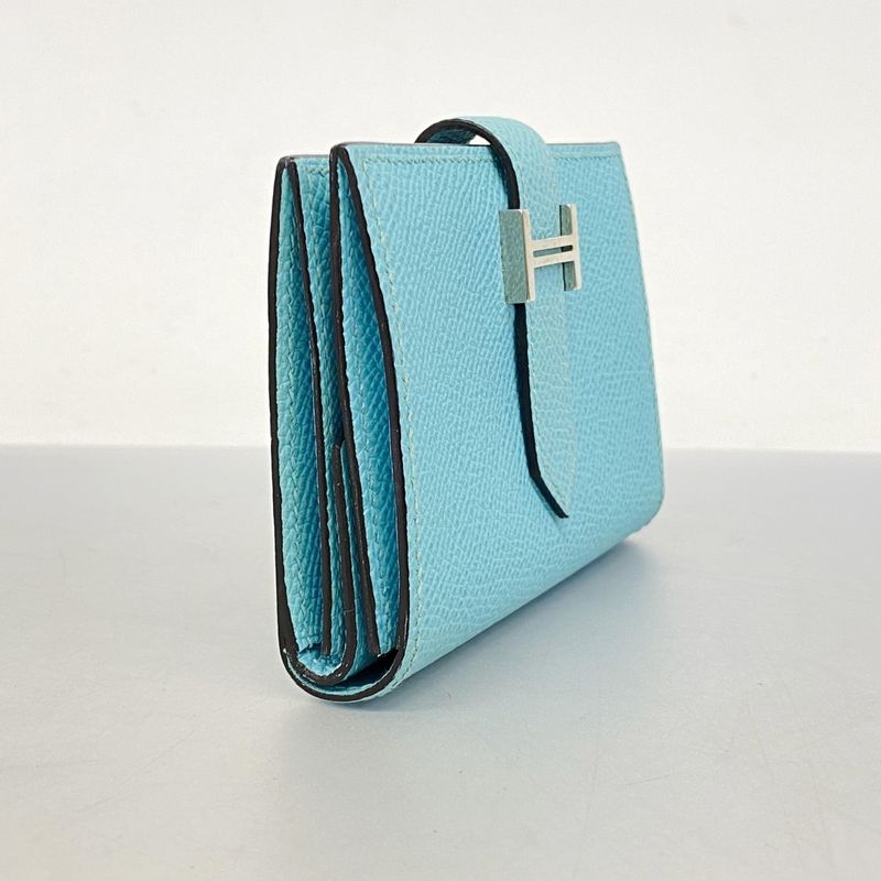 Hermes Wallet Bearn Mini Compact Mini Vaux Epson Blue Atoll Silver Hardware Y