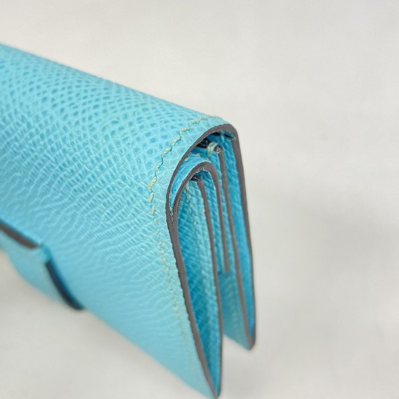 Hermes Wallet Bearn Mini Compact Mini Vaux Epson Blue Atoll Silver Hardware Y