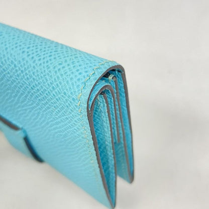 Hermes Wallet Bearn Mini Compact Mini Vaux Epson Blue Atoll Silver Hardware Y