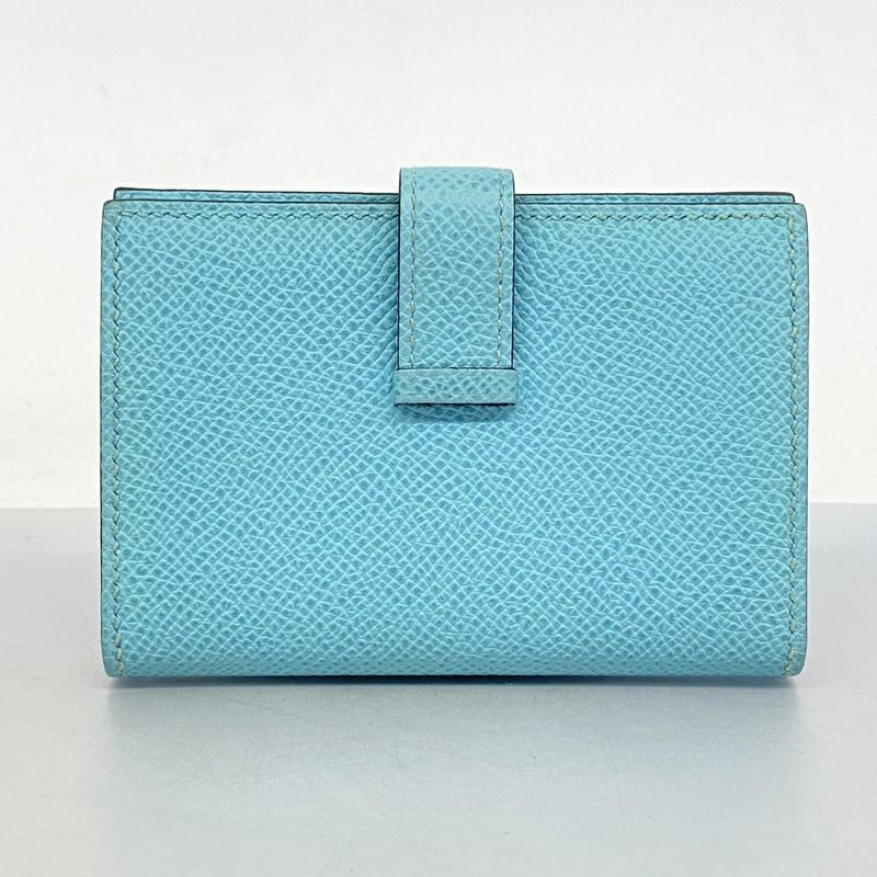 Hermes Wallet Bearn Mini Compact Mini Vaux Epson Blue Atoll Silver Hardware Y