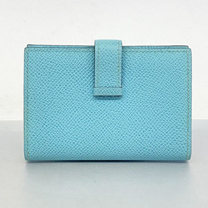 Hermes Wallet Bearn Mini Compact Mini Vaux Epson Blue Atoll Silver Hardware Y