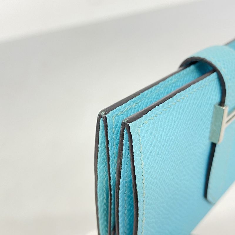 Hermes Wallet Bearn Mini Compact Mini Vaux Epson Blue Atoll Silver Hardware Y