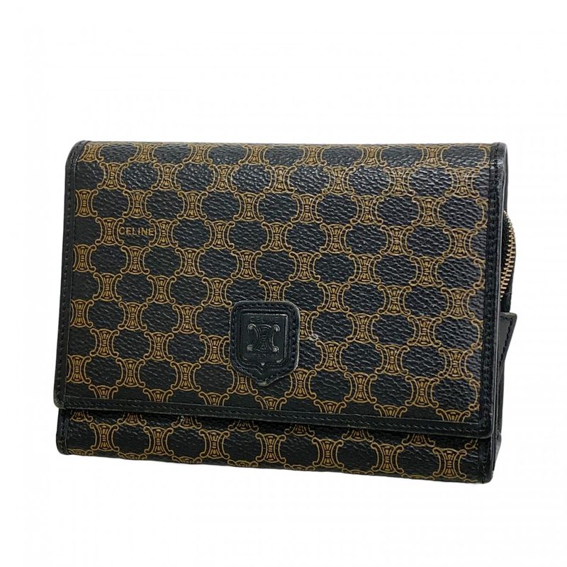 Celine Pouch Macadam PVC Black Gold Hardware Women