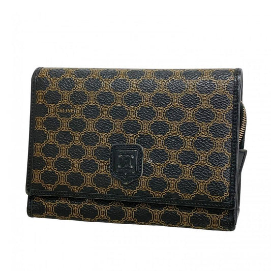 Celine Pouch Macadam PVC Black Gold Hardware Women