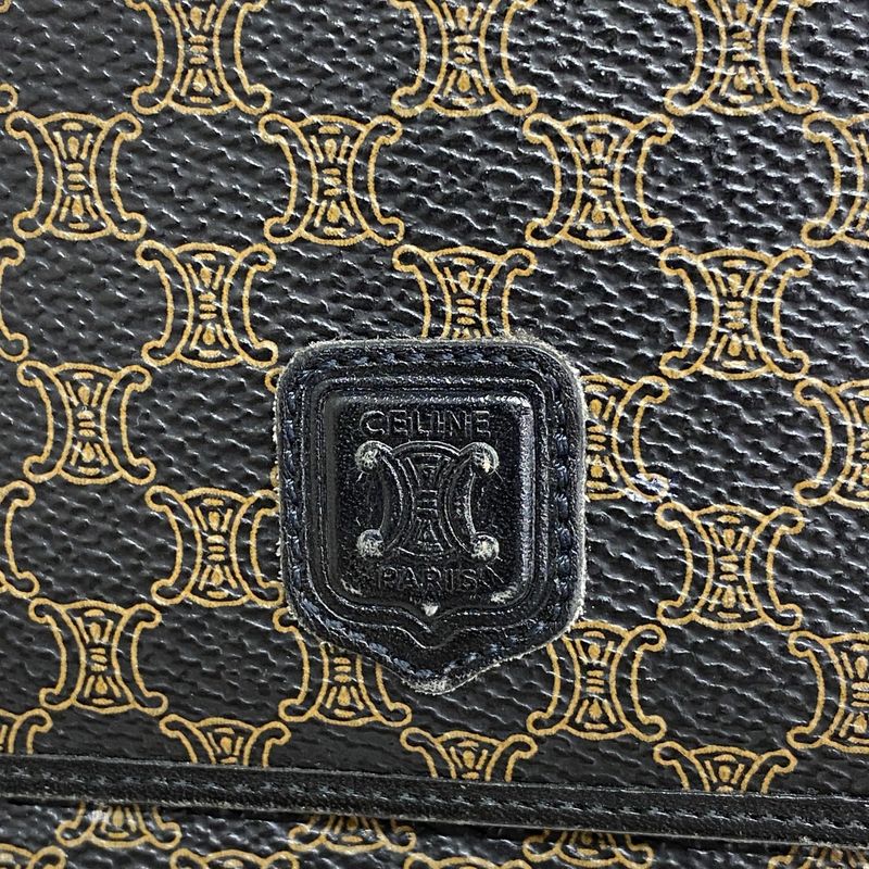 Celine Pouch Macadam PVC Black Gold Hardware Women