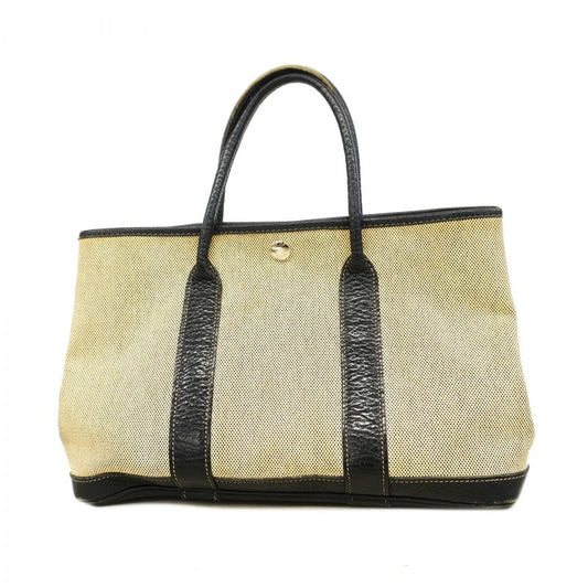 Hermes Tote Garden Party TPM Bordic Ribbon Toile Ash Black Silver Hardware Women