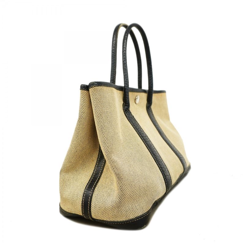 Hermes Tote Garden Party TPM Bordic Ribbon Toile Ash Black Silver Hardware Women