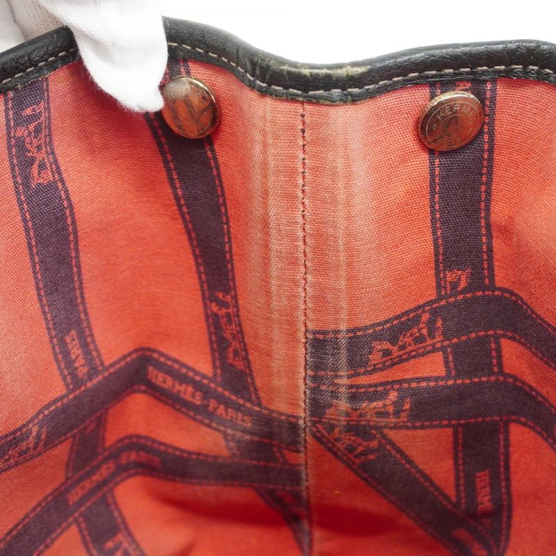 Hermes Tote Garden Party TPM Bordic Ribbon Toile Ash Black Silver Hardware Women