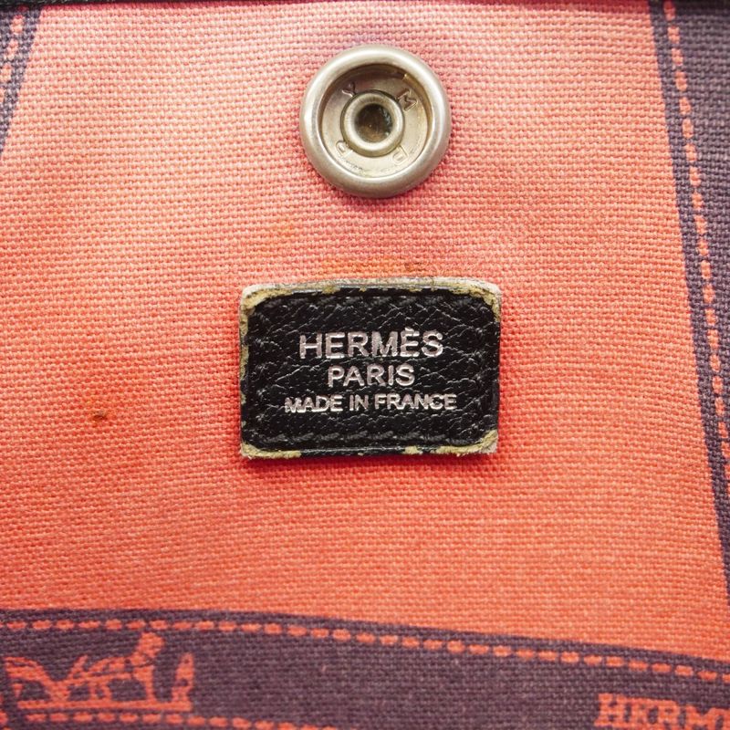 Hermes Tote Garden Party TPM Bordic Ribbon Toile Ash Black Silver Hardware Women