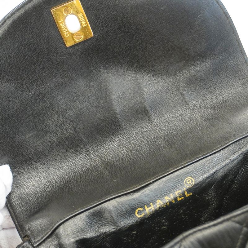 Chanel Backpack Daypack Matelasse Lambskin Black Gold Hardware Women