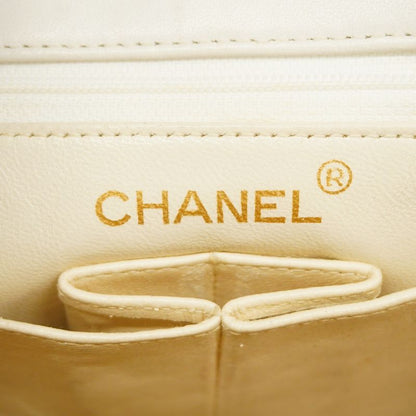 Chanel Shoulder Bag Matelasse Lambskin White Gold Hardware Women