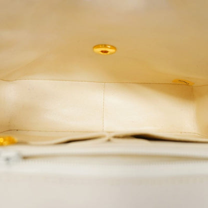 Chanel Shoulder Bag Matelasse Lambskin White Gold Hardware Women