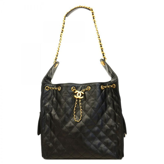 Chanel Shoulder Bag Chanel 25 Grain Calfskin Black Chien Pan Gold Hardware Women