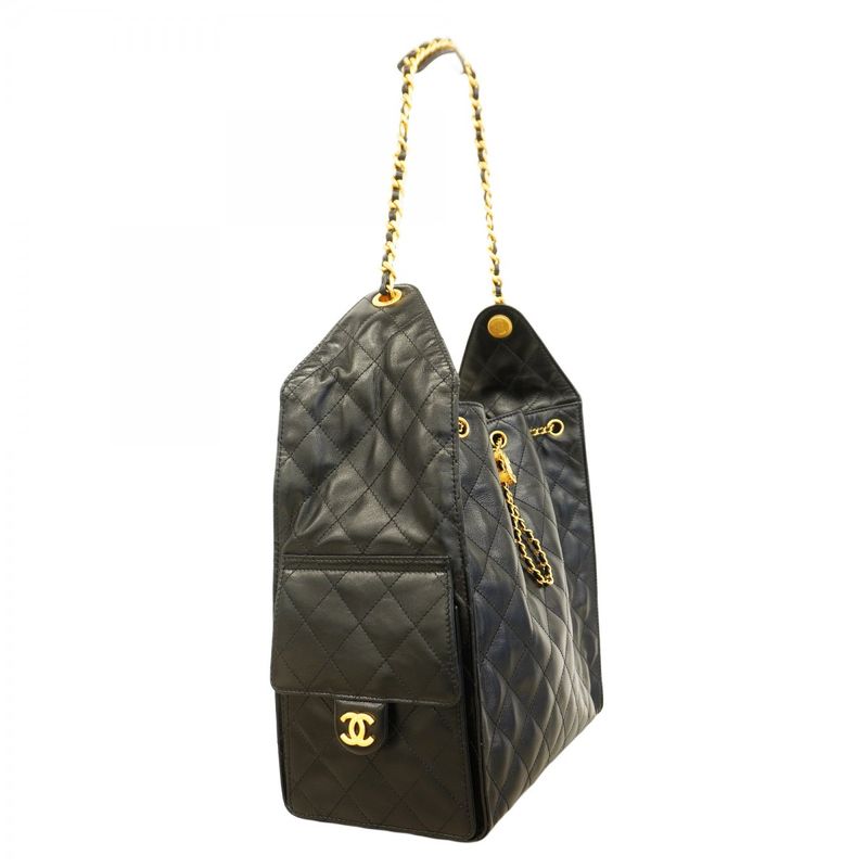 Chanel Shoulder Bag Chanel 25 Grain Calfskin Black Chien Pan Gold Hardware Women