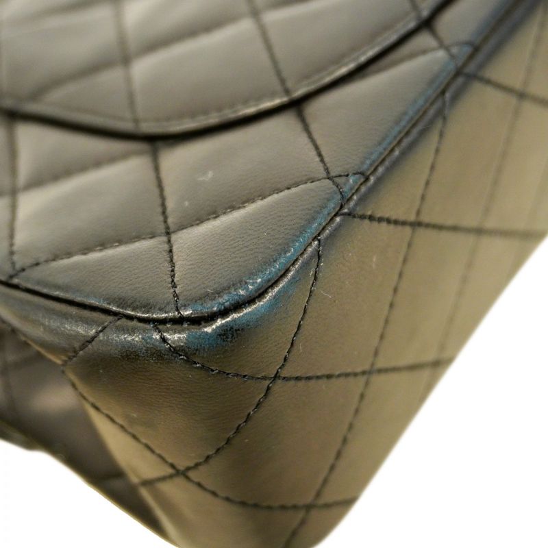 Chanel Shoulder Bag Matelasse Lambskin Black Gold Hardware Women