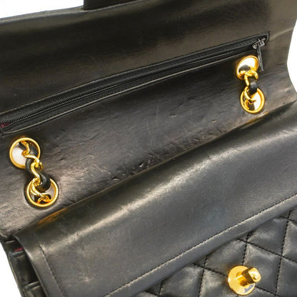 Chanel Shoulder Bag Matelasse Lambskin Black Gold Hardware Women
