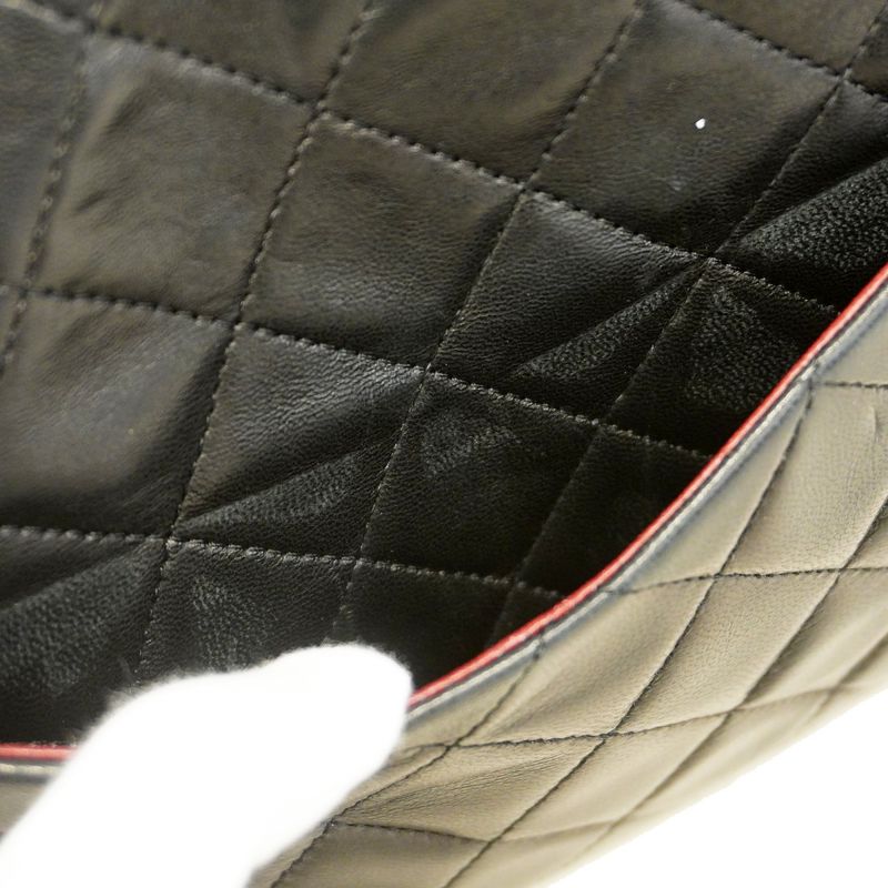 Chanel Shoulder Bag Matelasse Lambskin Black Gold Hardware Women