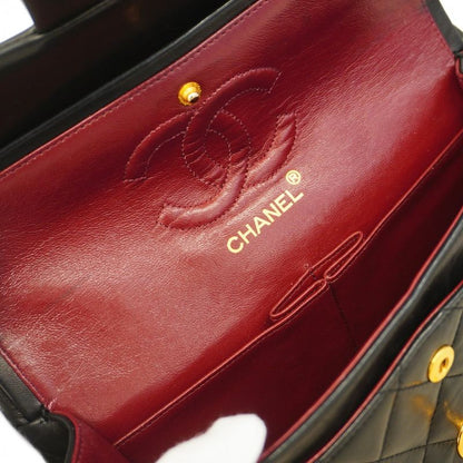 Chanel Shoulder Bag Matelasse Lambskin Black Gold Hardware Women