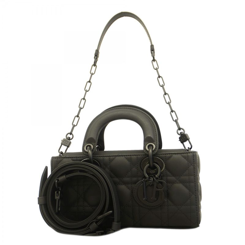 Christian Dior Handbag Canage Lady D Joy Leather Black 2way Bag Ladies