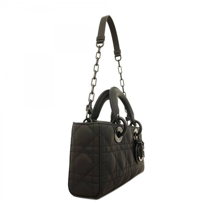 Christian Dior Handbag Canage Lady D Joy Leather Black 2way Bag Ladies