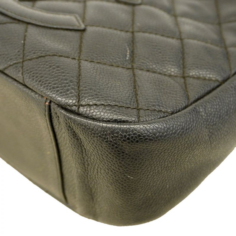 Chanel Shoulder Bag Matelasse Caviar Skin Black Gold Hardware Women