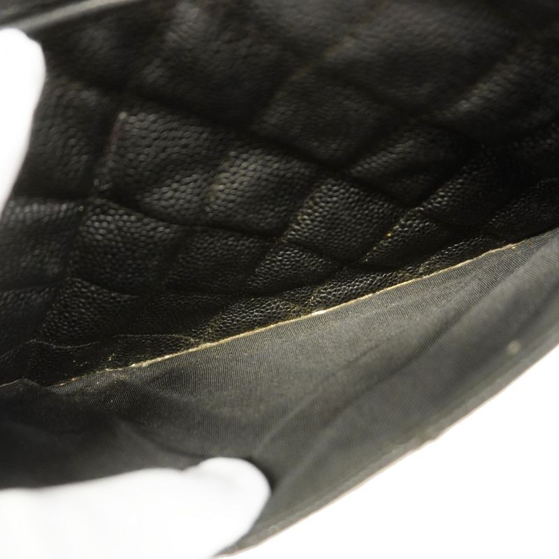 Chanel Shoulder Bag Matelasse Caviar Skin Black Gold Hardware Women