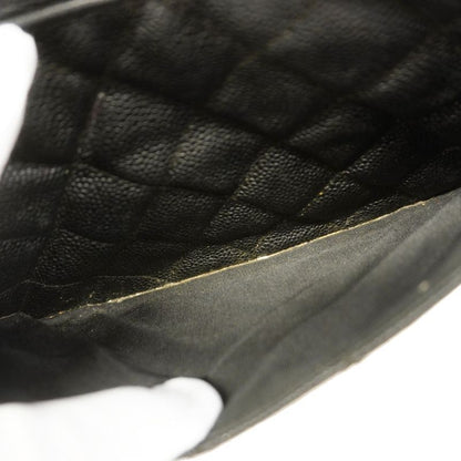 Chanel Shoulder Bag Matelasse Caviar Skin Black Gold Hardware Women