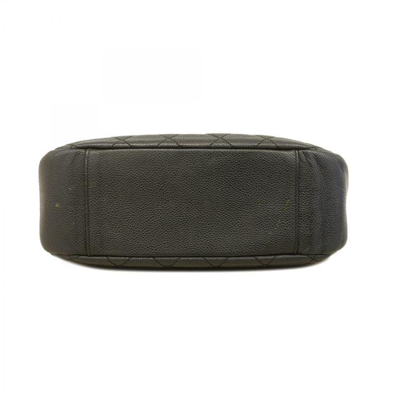 Chanel Shoulder Bag Matelasse Caviar Skin Black Gold Hardware Women