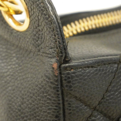 Chanel Shoulder Bag Matelasse Caviar Skin Black Gold Hardware Women