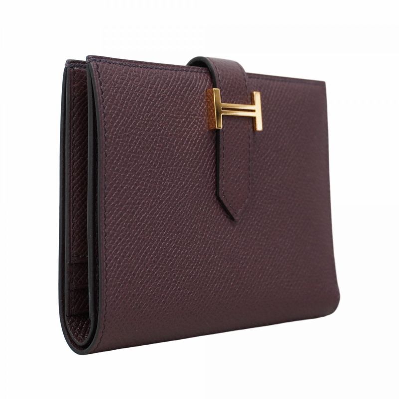 Hermes Wallet Bearn Compact Vaux Epson Bordeaux Gold Hardware Z Engraved Ladies