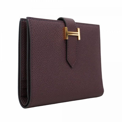Hermes Wallet Bearn Compact Vaux Epson Bordeaux Gold Hardware Z Engraved Ladies