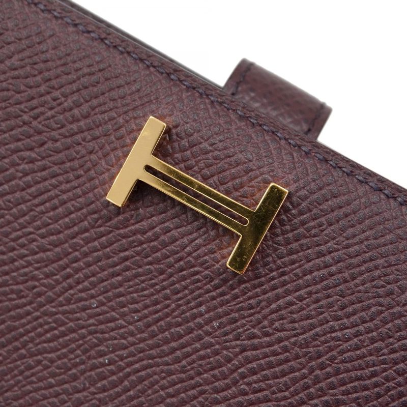 Hermes Wallet Bearn Compact Vaux Epson Bordeaux Gold Hardware Z Engraved Ladies