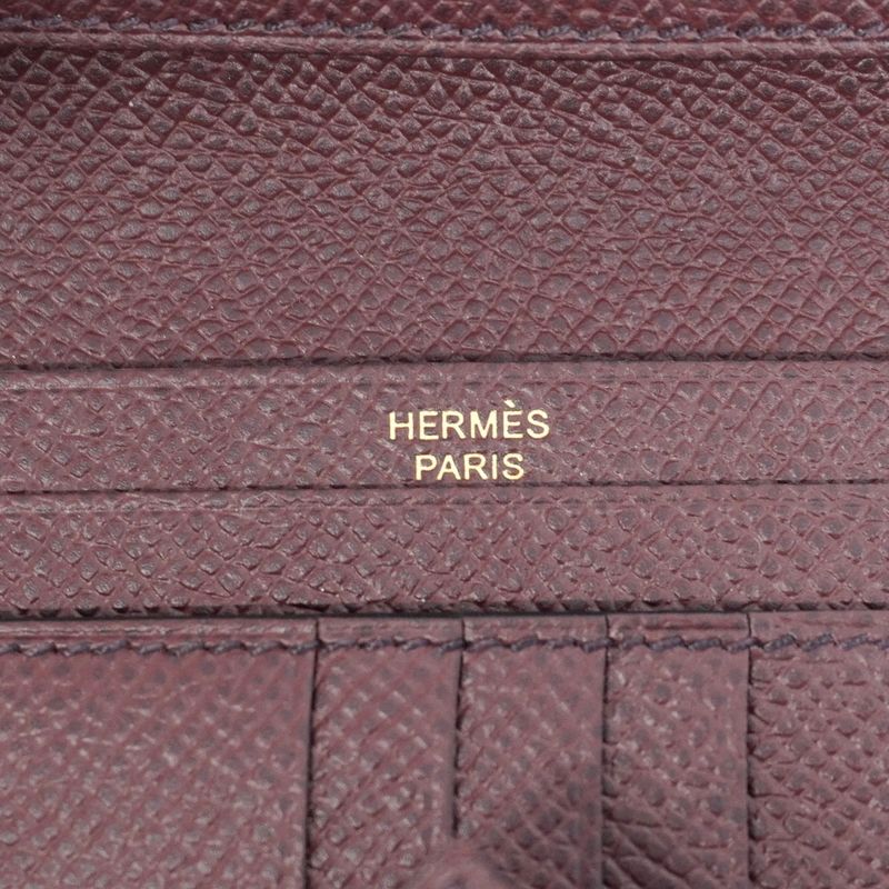 Hermes Wallet Bearn Compact Vaux Epson Bordeaux Gold Hardware Z Engraved Ladies