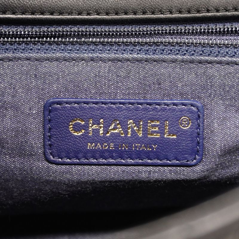 Chanel Handbag Matelasse Lambskin Navy Chien Pan Gold Hardware 2way Bag Ladies