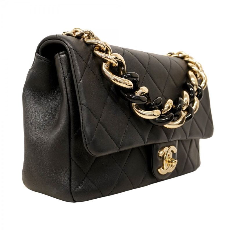 Chanel Handbag Matelasse Lambskin Navy Chien Pan Gold Hardware 2way Bag Ladies