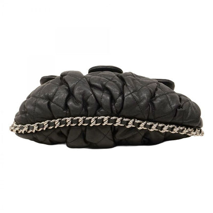 Chanel Shoulder Bag Matelasse Lambskin Black Silver Hardware Women