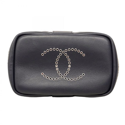 Chanel Handbag Perforated Leather Navy Silver Hardware 2way Bag Ladies