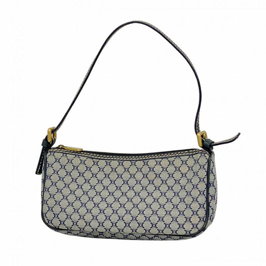 Celine Handbag Macadam Canvas Navy Gold Hardware Women