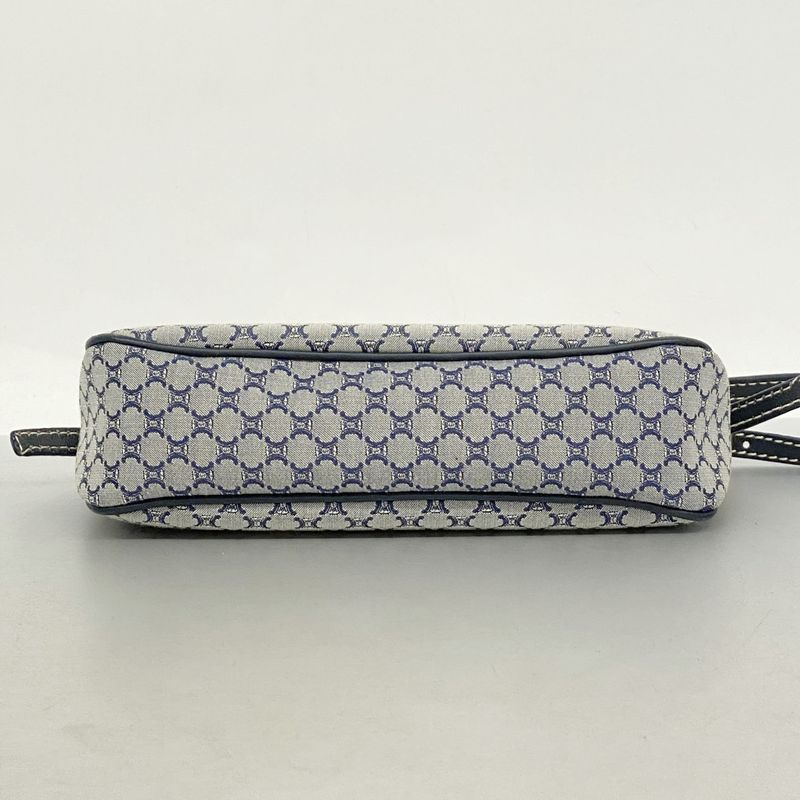 Celine Handbag Macadam Canvas Navy Gold Hardware Women