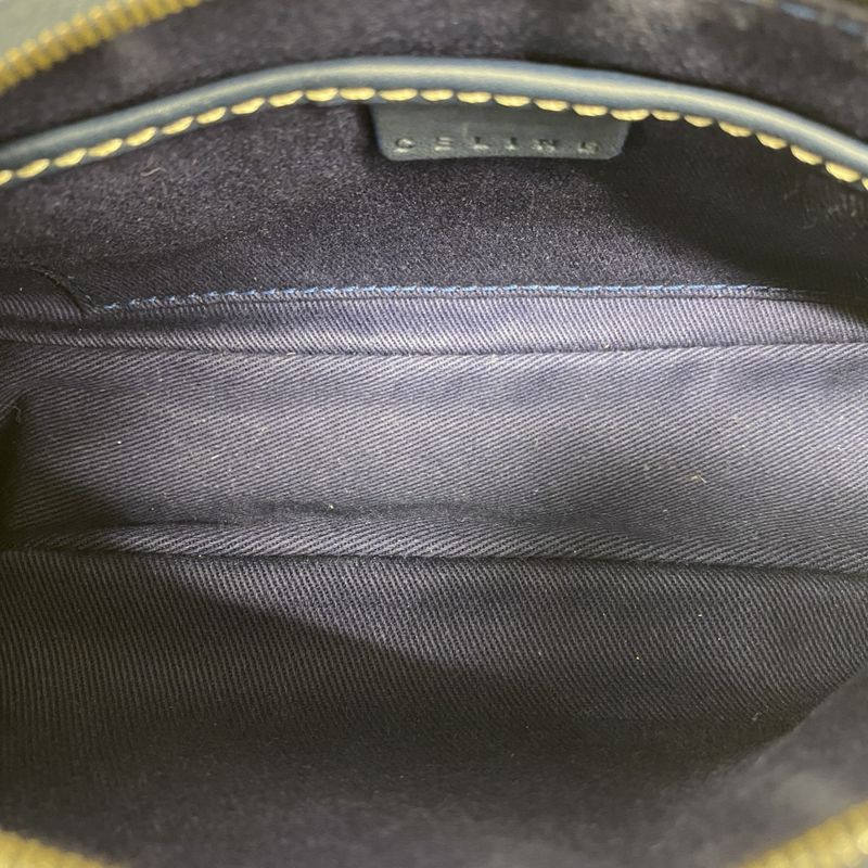 Celine Handbag Macadam Canvas Navy Gold Hardware Women