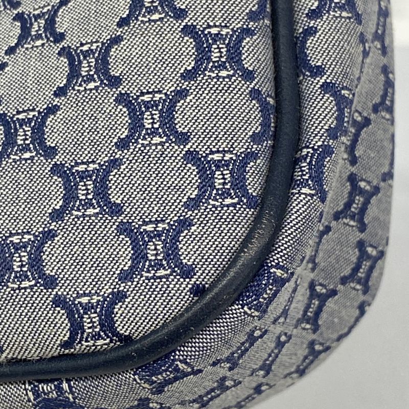 Celine Handbag Macadam Canvas Navy Gold Hardware Women