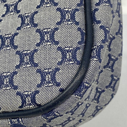 Celine Handbag Macadam Canvas Navy Gold Hardware Women