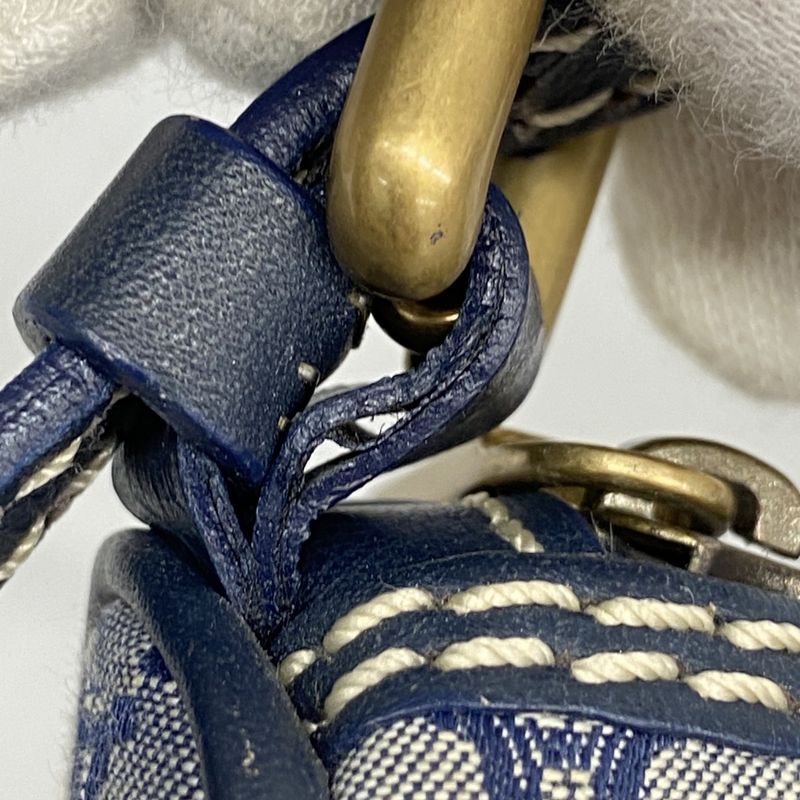 Celine Handbag Macadam Canvas Navy Gold Hardware Women