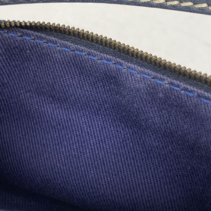 Celine Handbag Macadam Canvas Navy Gold Hardware Women